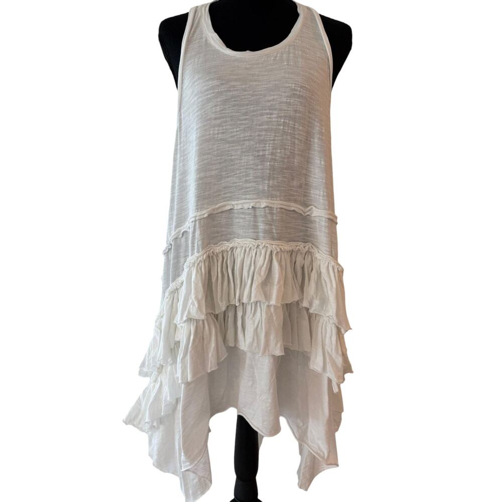 Kristal Larson Multiple Tiered Ruffled Slip White Mini Dress Size Medium